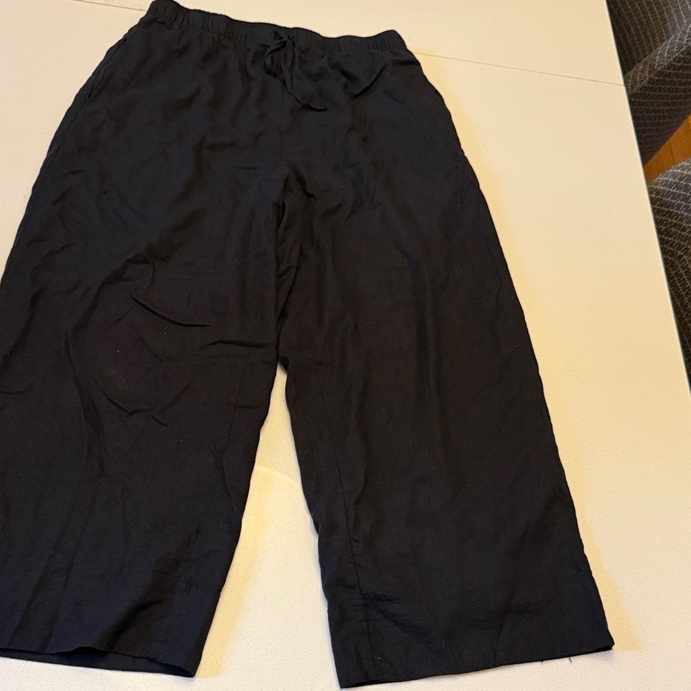 Z Supply Women's Black Wide Leg Linen Pants